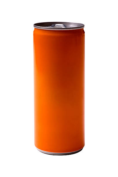Orange energy drink can on white background 250ML/8.4FL. OZ Aluminum Energy Drink Can energy drink stock pictures, royalty-free photos & images