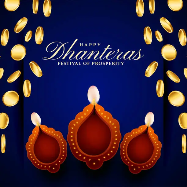 Vector illustration of decorative indian festival happy dhanteras religious background design