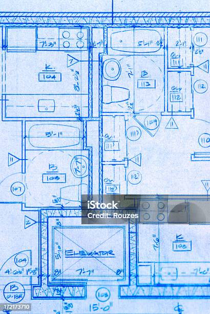 Blueprint Stock Photo - Download Image Now - Blueprint, Blue, Construction Industry