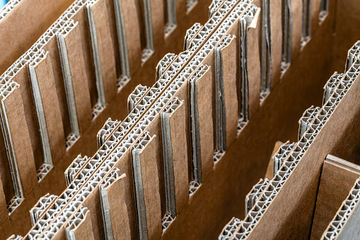 Cardboard crates stacked