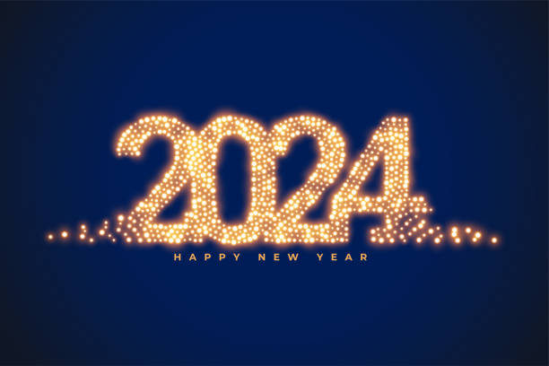 황금빛 반짝이는 2024년 새해 소원 배경 - happy new year 2024 stock illustrations