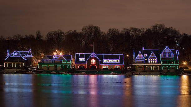 Boot Häuser in der Nacht in Philadelphia – Foto