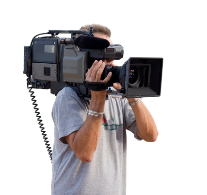 Camera man closeup with video camera