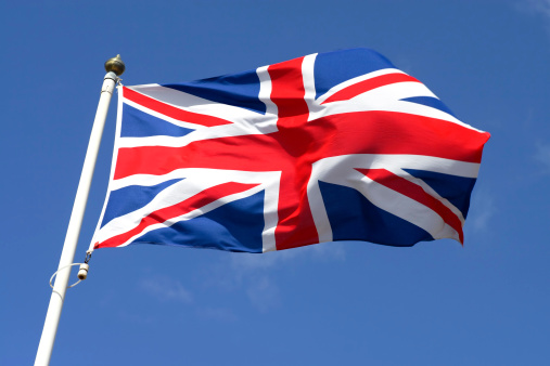 the British flag waving in the wind