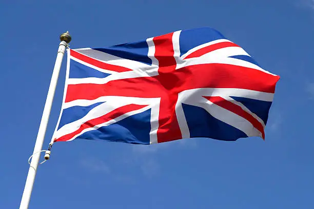 Union Jack waving in the wind.