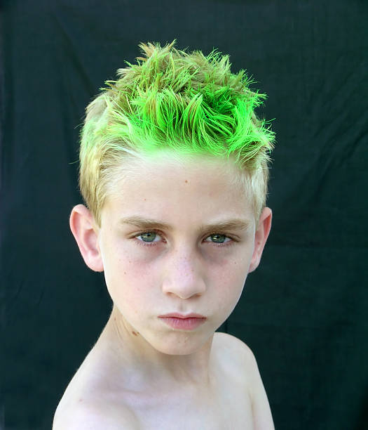 Boy With Green Hair Stock Photo - Download Image Now - Green Hair, Boys,  Punk - Person - iStock