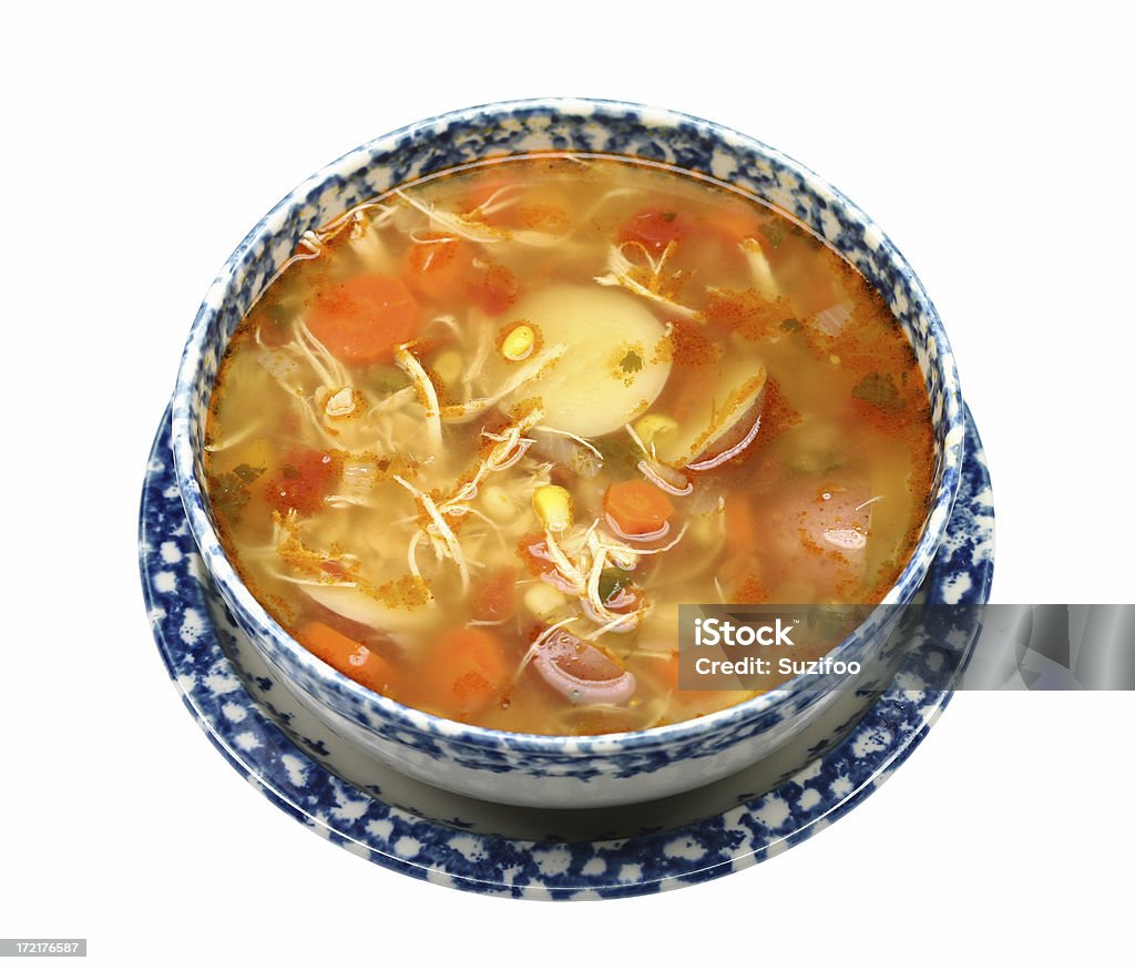 Plato de sopa de verduras, pollo - Foto de stock de Pollo libre de derechos