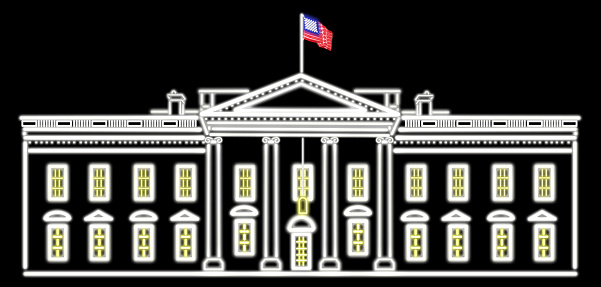 Front View of the White House neon, Washington DC. 