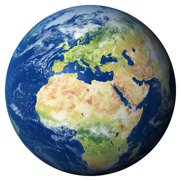 terra modello: l'europa vista - pianeta terra foto e immagini stock