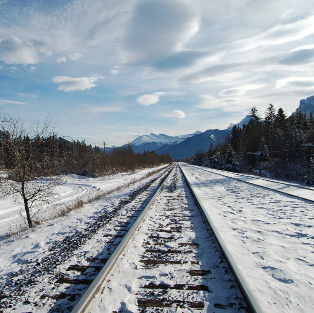 istock Train Tracks heading to Banff National Park 172177428