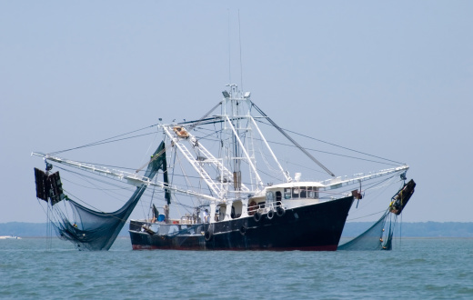 Shrimp fishing boat off the south eastern coast line.