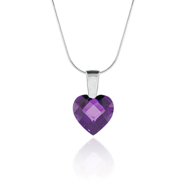 ametista coração pendente - amethyst necklace gem purple - fotografias e filmes do acervo