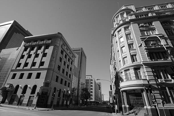 Picture taken in Fox Street, in the Johannesburg City Centre, showing the old and the new buildings. This area houses most of the financial institutions of the country.