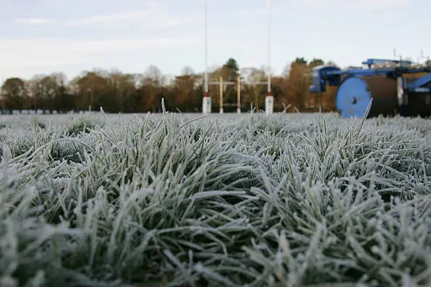 a cold wintermorning on a footballfield