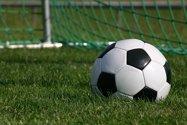 istock Soccer ball lying inside the goal area 172179963