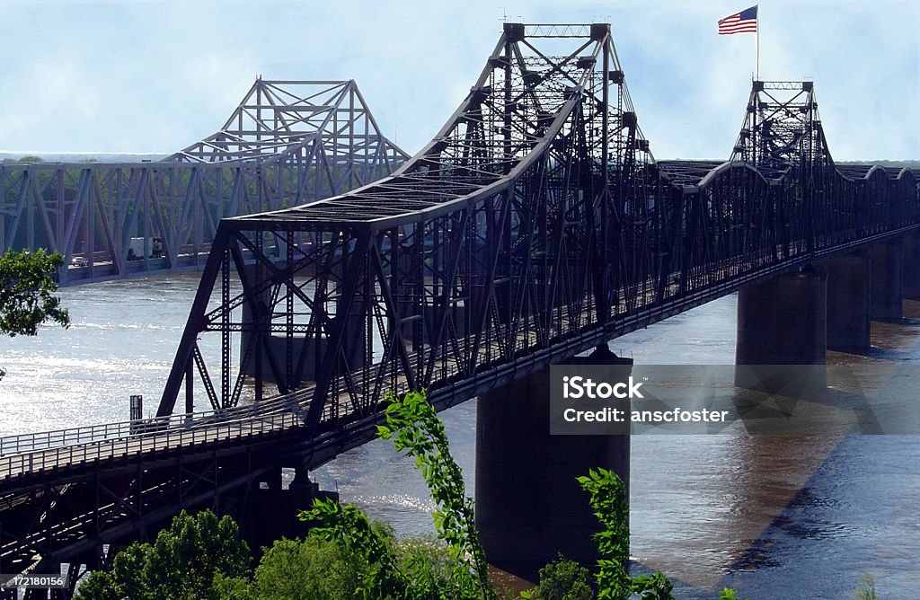 Rail Bridge Mississippi River This is the train bridge crossing the Mississippi River at Vicksburg MS. Mississippi River Stock Photo