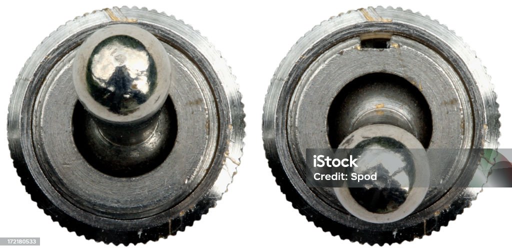Antigua Interruptor de palanca cromo - Foto de stock de Anticuado libre de derechos