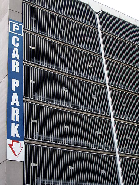 Car Park with Sign stock photo