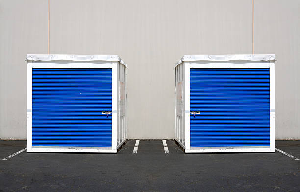Twin Storage Units cargo containers pod stock pictures, royalty-free photos & images