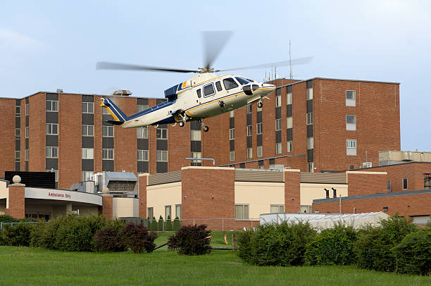 Helicopter Landing at Hospital stock photo