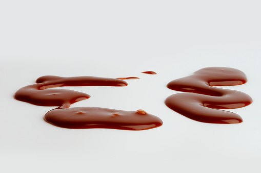 A puddle of chocolate sauce