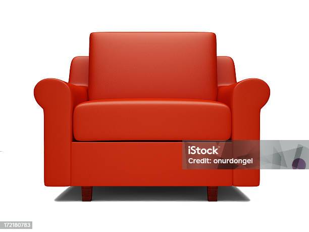 Foto de Poltrona De Couro e mais fotos de stock de Cadeira - Cadeira, Vermelho, Fundo Branco