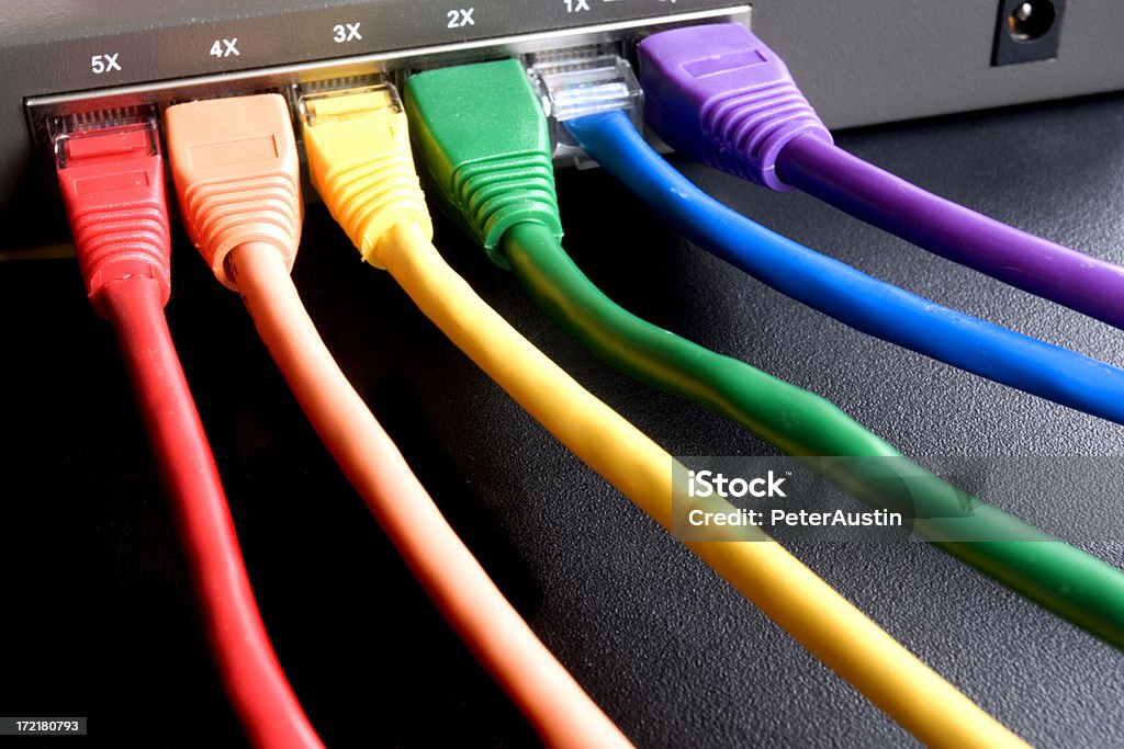 Bunte Ethernet-Kabel - Lizenzfrei Bandbreite Stock-Foto