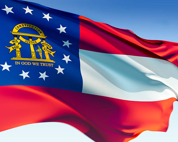 istock Red white and blue flag of Georgia 172181270