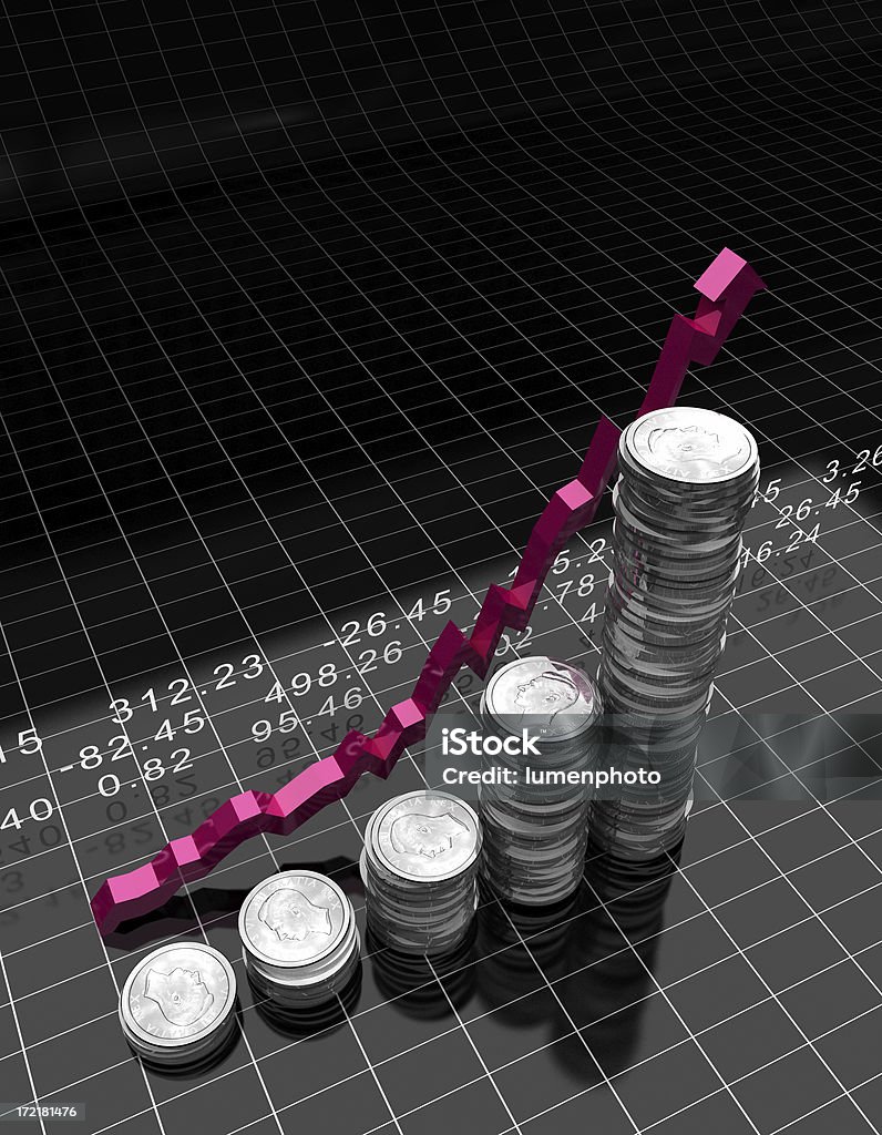 Gráfico de dinero pila - Foto de stock de Crecimiento libre de derechos