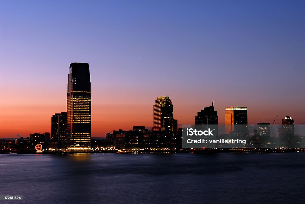 Jersey City Skyline ao entardecer - Foto de stock de Arquitetura royalty-free