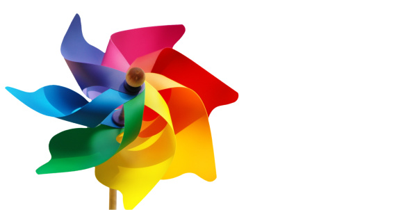 A multicolor pinwheel on white background.