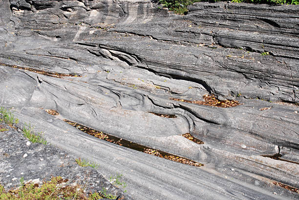 Glacial Grooves Glacial grooves on Lake Erie discovered and excavated in Ohio grooved stock pictures, royalty-free photos & images