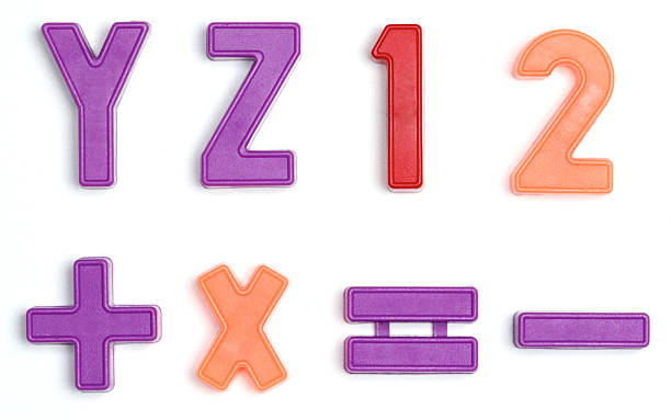 Colorful letter magnets on a white background stock photo