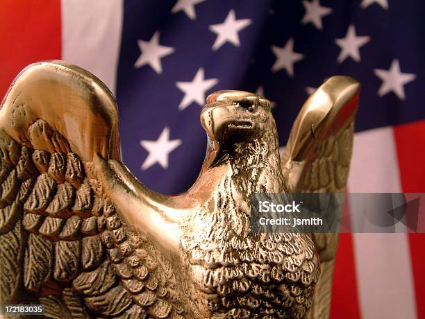 Bronze Eagle With Flag Stock Photo - Download Image Now - USA, Eagle - Bird, Police Force