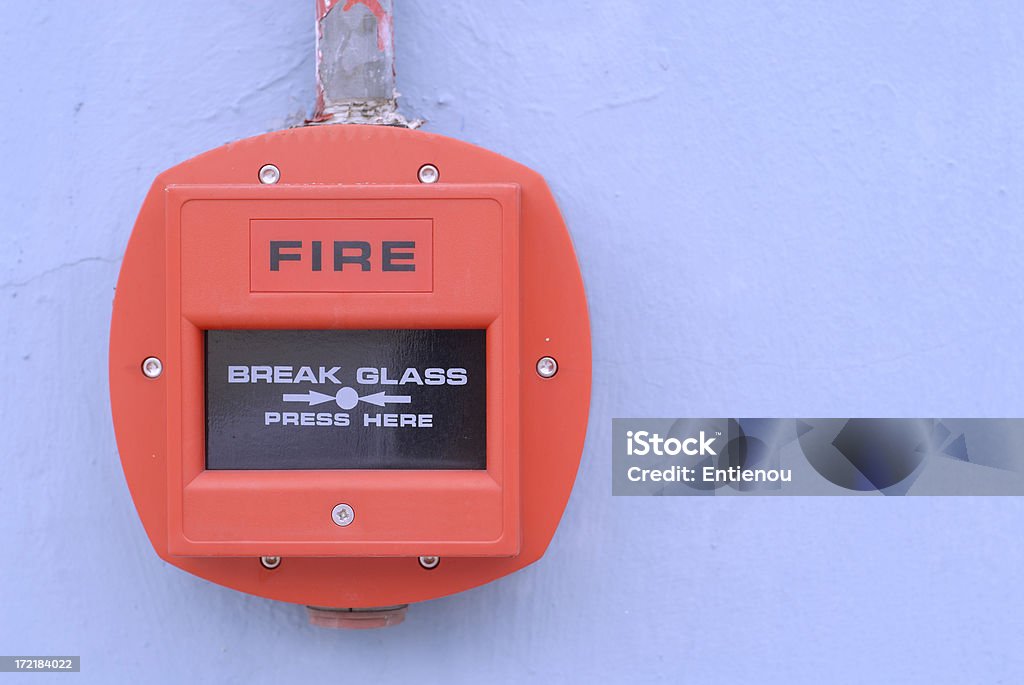 Break Glass to activate Fire Alarm Fire Alarm activator with copywriting space. Accidents and Disasters Stock Photo