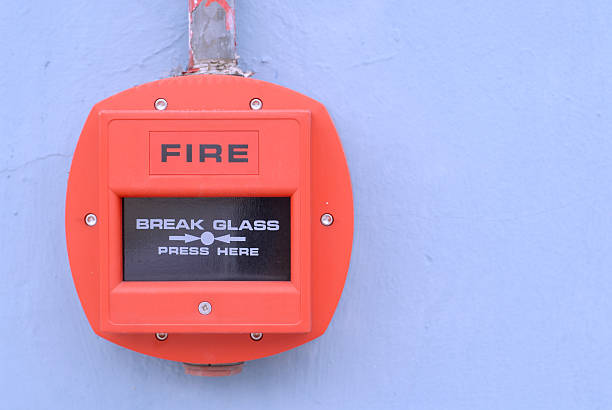 Break Glass to activate Fire Alarm stock photo