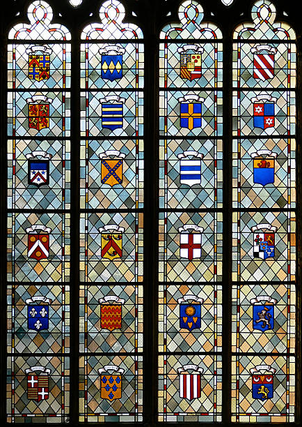 stained glass windows of the cathedral of Tours representing coats of arms.