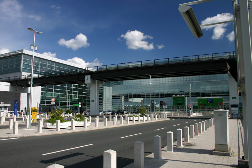 Outside terminal 2 at Frankfurt Airport.