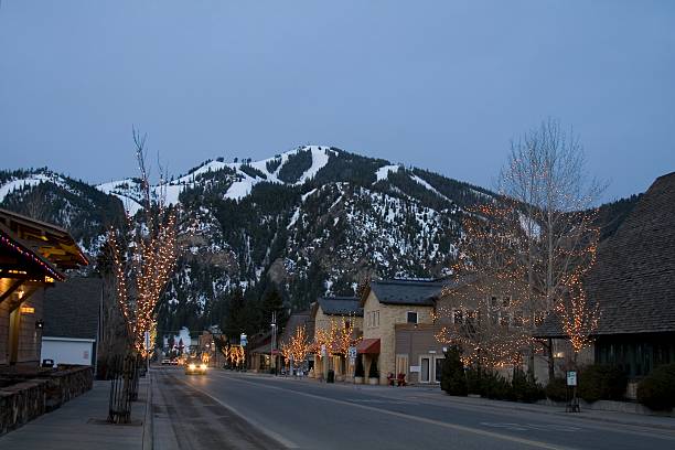 sun valley road ketchum - sun valley idaho stock-fotos und bilder