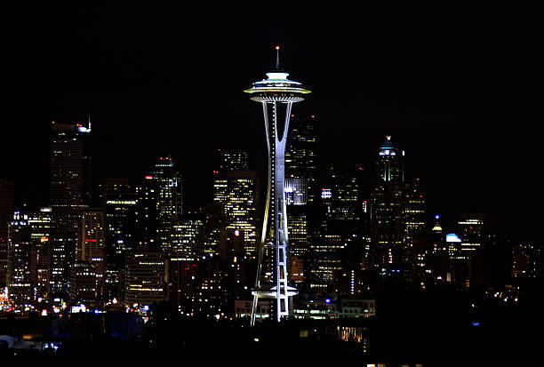 Seattle at Night stock photo