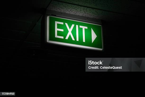 Sign Illuminated Emergency Exit Stock Photo - Download Image Now - Exit Sign, Illuminated, Electric Light