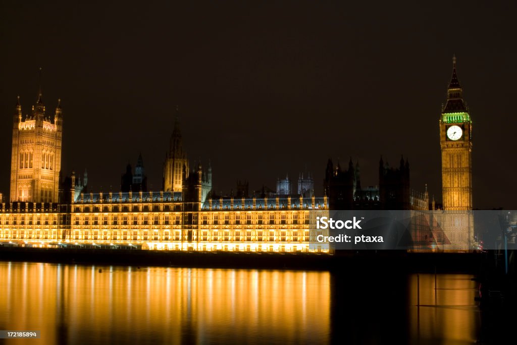 Big Ben und Westminster Abbey - Lizenzfrei Abenddämmerung Stock-Foto