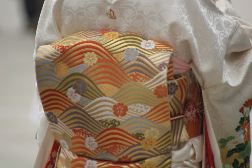 A closeup of a traditional kimono from Japan.