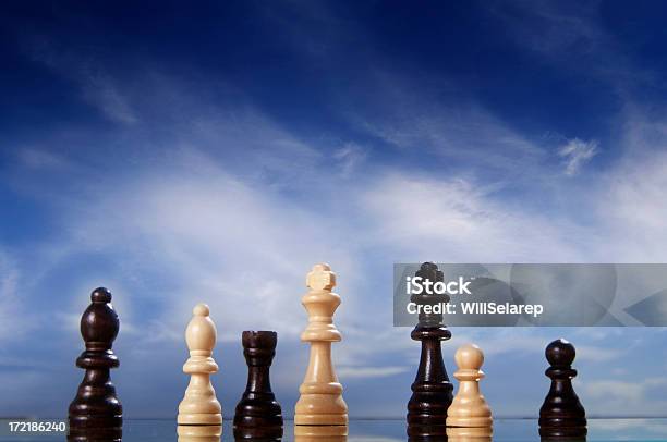 Chess Game With Blue Sky Stock Photo - Download Image Now - Blue, Chess, White Color