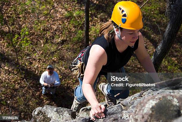 Climbing Girl 3 Stock Photo - Download Image Now - Adventure, Belaying, Challenge