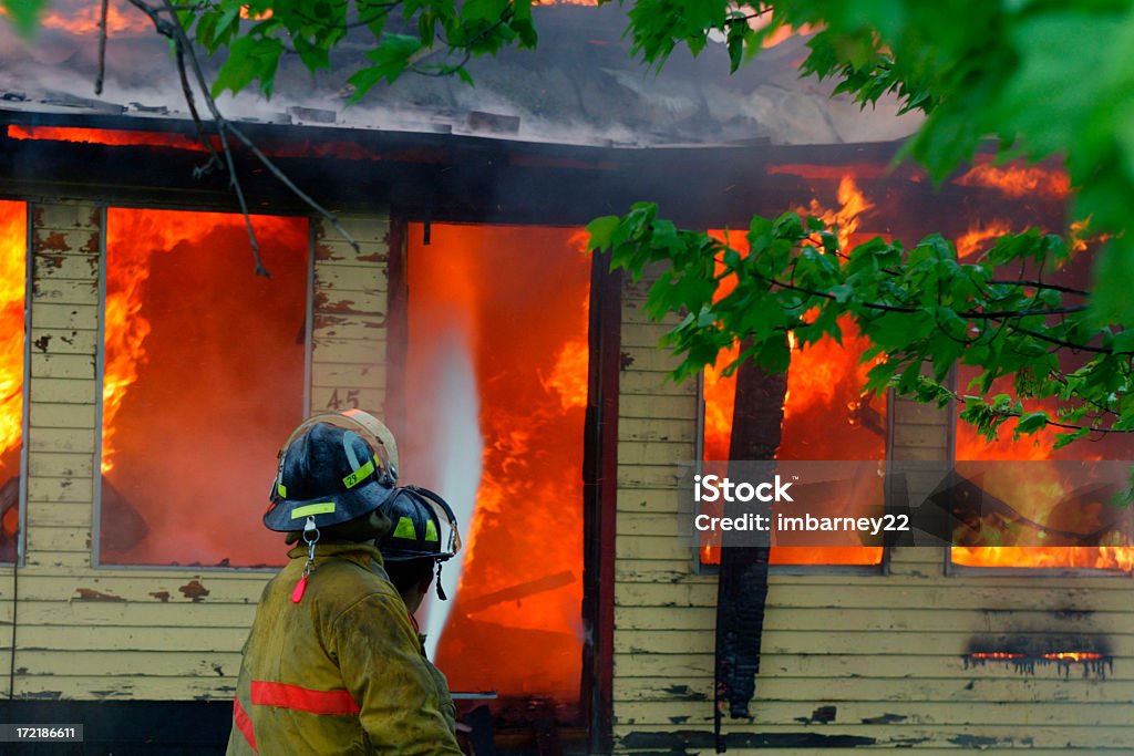 House fire 2 Old house on fire Burning Stock Photo