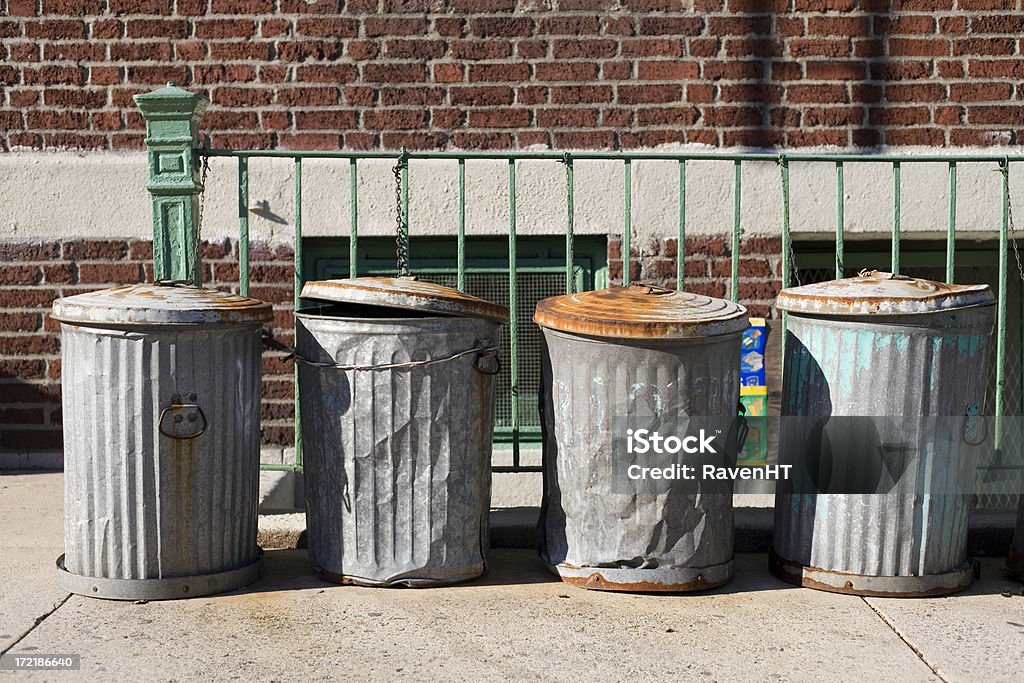 Four Garbage Can garbage can in front of my apartment Can Stock Photo
