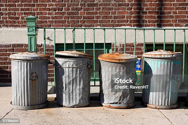 Four Garbage Can Stock Photo - Download Image Now - Can, Clean, Cleaning