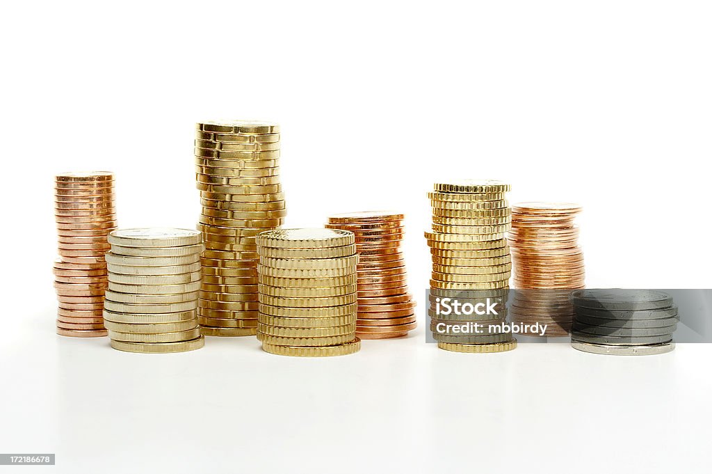 Somas de dinheiro moedas de euro em branco - Royalty-free Atividade Comercial Foto de stock