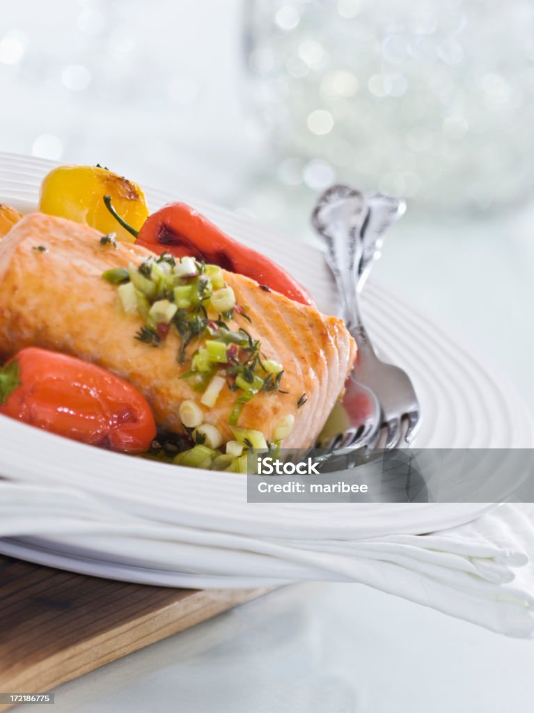Filete de salmão com Sinos - Royalty-free Alimentação Saudável Foto de stock